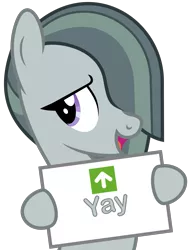 Size: 1461x1926 | Tagged: artist:camo-pony, cute, daaaaaaaaaaaw, derpibooru import, hoof hold, lidded eyes, marblebetes, marble pie, open mouth, reaction image, safe, simple background, smiling, solo, transparent background, upvote, yay