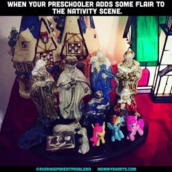 Size: 640x640 | Tagged: blind bag, derpibooru import, figure, fluttershy, instagram, irl, nativity, photo, pinkie pie, rainbow dash, safe, toy