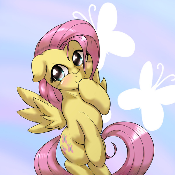 Size: 1000x1000 | Tagged: artist:ushiro no kukan, blushing, cute, derpibooru import, fluttershy, safe, shyabetes, solo, ushiro is trying to murder us