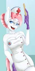 Size: 1000x2000 | Tagged: anthro, artist:bookxworm89, breasts, busty nurse redheart, clothes, derpibooru import, female, gloves, nurse redheart, solo, suggestive, uniform