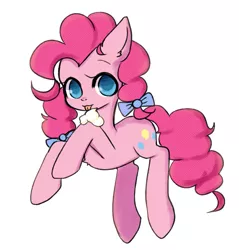 Size: 965x1011 | Tagged: safe, artist:lessue, derpibooru import, pinkie pie, :p, alternate hairstyle, chest fluff, colored pupils, cute, diapinkes, food, hair bow, heart eyes, licking, looking at you, simple background, solo, tongue out, whipped cream, white background, wingding eyes