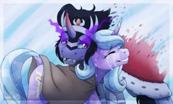 Size: 1024x614 | Tagged: safe, artist:inuhoshi-to-darkpen, derpibooru import, idw, king sombra, radiant hope, pony, unicorn, cute, dock, female, hopebra, male, shipping, sombradorable, straight