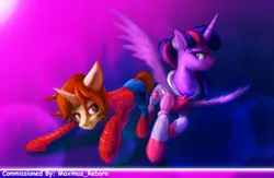 Size: 1000x650 | Tagged: safe, artist:g-haze, derpibooru import, twilight sparkle, twilight sparkle (alicorn), ponified, alicorn, pony, amethyst sorceress, crossover, crossover shipping, female, mare, peter parker, shipping, spider-man, spiders and magic: rise of spider-mane, spidertwi