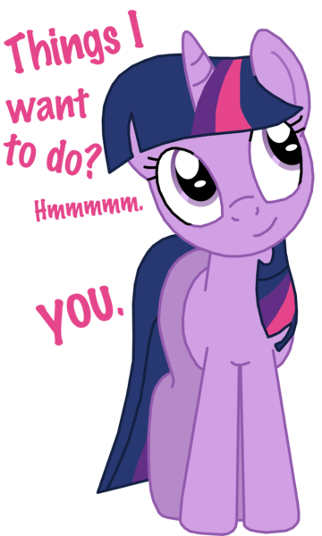 Size: 1152x1920 | Tagged: artist:ajmstudios, bronybait, derpibooru import, edit, head tilt, looking up, simple background, smiling, solo, suggestive, text, thinking, transparent background, twilight sparkle