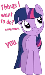 Size: 1152x1920 | Tagged: artist:ajmstudios, bronybait, derpibooru import, edit, head tilt, looking up, simple background, smiling, solo, suggestive, text, thinking, transparent background, twilight sparkle