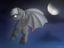 Size: 2400x1800 | Tagged: safe, artist:thebatfang, derpibooru import, oc, oc:brimstone, unofficial characters only, bat pony, pony, fluffy, full moon, solo