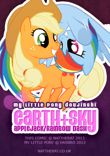 Size: 425x600 | Tagged: safe, artist:nattherat, derpibooru import, applejack, rainbow dash, comic:earth + sky, appledash, comic, female, lesbian, shipping