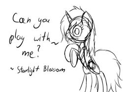 Size: 1400x1050 | Tagged: safe, artist:sojek, derpibooru import, oc, oc:starlight blossom, unofficial characters only, pony, unicorn, ball, cute, female, filly, monochrome, playing, solo