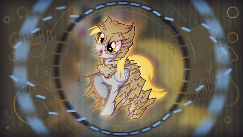 Size: 1920x1080 | Tagged: safe, artist:pkelton, artist:thegraid, derpibooru import, edit, derpy hooves, pegasus, pony, bag mare, cardboard, clothes, costume, female, mare, vector, wallpaper, wallpaper edit