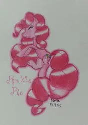 Size: 1712x2448 | Tagged: artist:lizzyisme, derpibooru import, glad, happy, my little pony, pinkie pie, safe, smiling, solo, traditional art