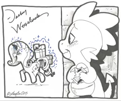 Size: 1948x1629 | Tagged: safe, artist:crikeydave, derpibooru import, rarity, spike, cathy weseluck, female, fire ruby, magic, male, shipping, shopping, signature, sketch, sparity, straight, traditional art