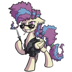 Size: 800x800 | Tagged: safe, artist:kalemon, derpibooru import, oc, oc:bright falls, unofficial characters only, pegasus, pony, 80s, knife, punk, solo, switchblade, teenager