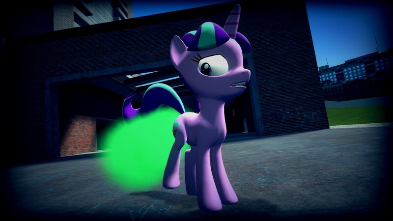 Size: 1920x1080 | Tagged: 3d, artist:tacko marceno, derpibooru import, fart, gmod, safe, solo, starlight glimmer