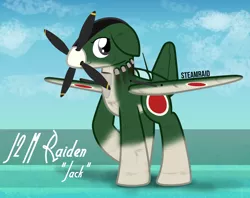 Size: 1500x1189 | Tagged: safe, artist:steamraid, derpibooru import, original species, plane pony, pony, gun, j2m, japanese flag, plane, roundel, solo, weapon, world war ii