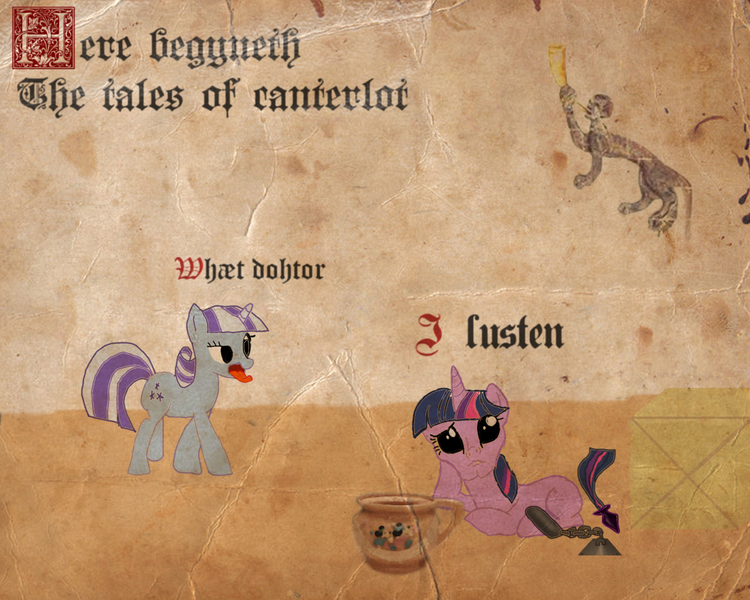 Size: 1280x1024 | Tagged: artist:bonesoup, comic, comic:the tales of canterlot, derpibooru import, middle english, questionable, stylistic suck, twilight sparkle, twilight velvet