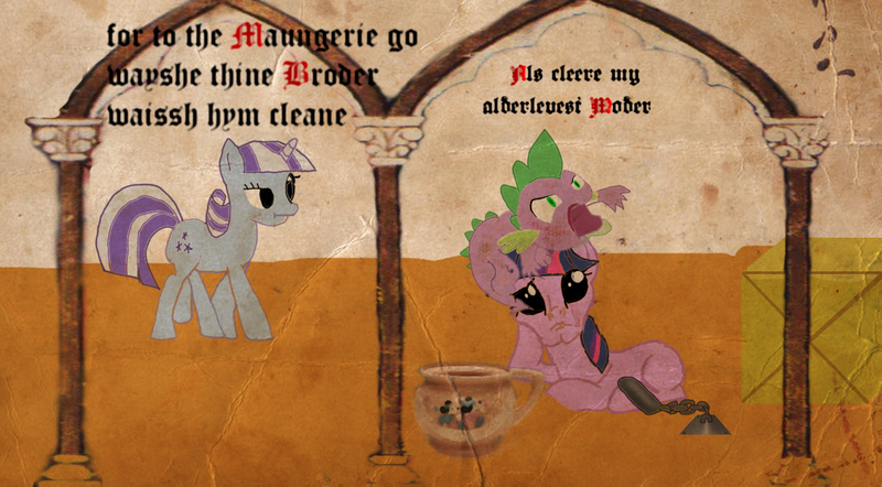 Size: 1280x707 | Tagged: artist:bonesoup, comic, comic:the tales of canterlot, derpibooru import, middle english, safe, stylistic suck, twilight sparkle, twilight velvet