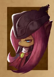 Size: 620x877 | Tagged: artist:wtcolor, bloodborne, bust, crossover, derpibooru import, fluttershy, hat, lady maria, lidded eyes, looking away, portrait, safe, solo, tricorne