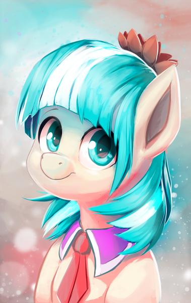 Size: 1070x1695 | Tagged: safe, artist:voxelfyre, derpibooru import, coco pommel, earth pony, pony, bust, cocobetes, cute, female, looking at you, mare, portrait, smiling, solo