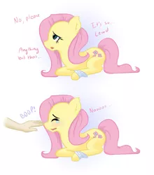 Size: 1294x1470 | Tagged: adorable distress, artist:adequality, artist:cups, blushing, bondage, boop, comic, crying, cute, derpibooru import, eyes closed, fluttershy, hand, human, lewd, lidded eyes, looking up, non-consensual booping, :o, open mouth, personal space invasion, prone, sad, safe, shyabetes, simple background, solo focus, tied up, unsexy bondage, white background, worried