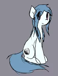 Size: 805x1048 | Tagged: safe, artist:candel, derpibooru import, oc, oc:midnight moon, unofficial characters only, pony, colored sketch, cute, looking at you, simple background, sitting, solo