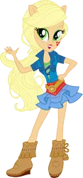 Size: 6892x14788 | Tagged: safe, artist:sugar-loop, derpibooru import, applejack, equestria girls, friendship games, absurd resolution, boots, box art, clothes, lipstick, school spirit, simple background, solo, transparent background, vector, wondercolts