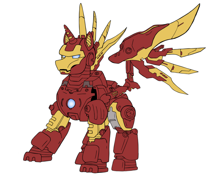 Size: 3152x2551 | Tagged: safe, artist:edcom02, artist:jmkplover, derpibooru import, ponified, alicorn, pony, unicorn, armor, crossover, iron man, marvel, simple background, solo, superhero, tony stark, transparent background, wings