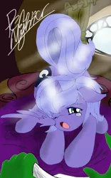 Size: 500x800 | Tagged: anon in equestria, anonymous, artist:pen-mightier, cute, derpibooru import, human, morning ponies, oc, oc:anon, offscreen character, princess luna, safe, sleepy, solo, solo focus, stretching, yawn