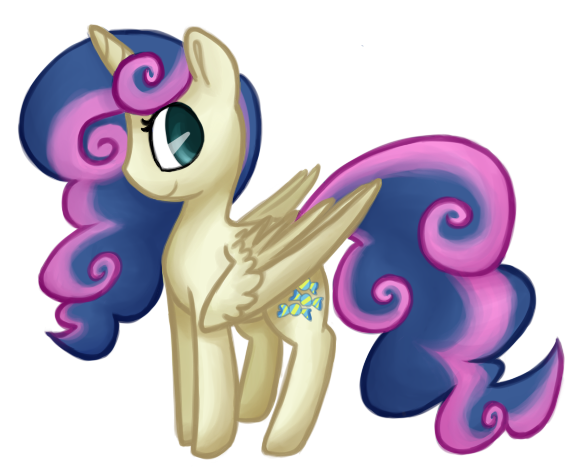 Size: 575x475 | Tagged: safe, artist:breadcipher, derpibooru import, bon bon, sweetie drops, alicorn, pony, alicornified, alternate hairstyle, bonicorn, looking at you, looking back, race swap, simple background, smiling, solo, transparent background