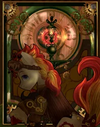 Size: 2905x3690 | Tagged: artist:segraece, clock, derpibooru import, goggles, safe, solo, steampunk