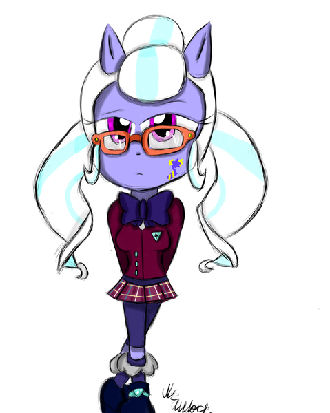 Size: 1029x1290 | Tagged: safe, artist:mildockart, derpibooru import, sugarcoat, equestria girls, friendship games, chibi, clothes, crystal prep academy, crystal prep academy uniform, cute, cutie mark, cutie mark on equestria girl, doll, equestria girls minis, glasses, pony ears, school uniform, skirt, solo, sugarcute, toy