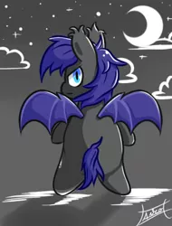 Size: 316x416 | Tagged: safe, artist:aerostoner, derpibooru import, oc, oc:au hasard, unofficial characters only, bat pony, pony, chibi, slit eyes, solo