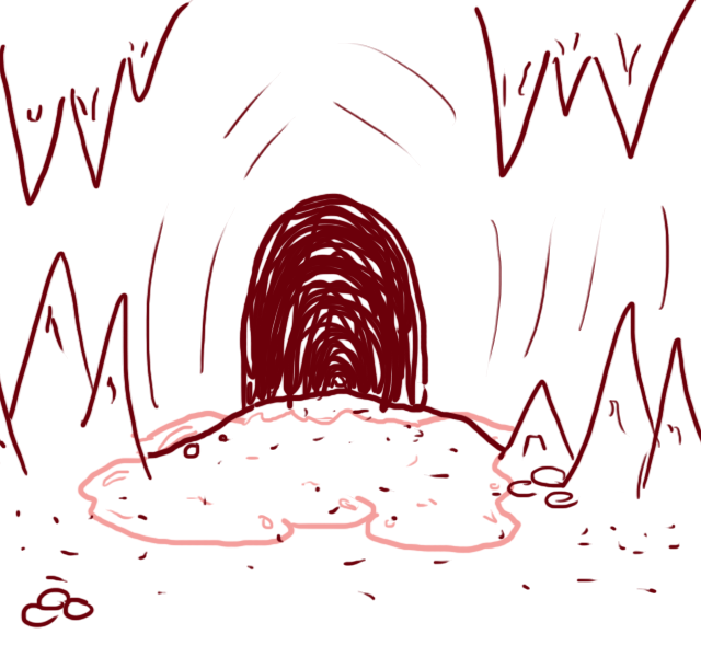 Size: 640x600 | Tagged: safe, artist:ficficponyfic, derpibooru import, goo, colt quest, blob, cave, cavern, creature, danger, gelatinous cube, goop, monster, ooze, rock, slime, stalactite, stalagmite, stone, story included, tunnel