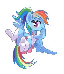 Size: 3137x3631 | Tagged: suggestive, artist:wicklesmack, derpibooru import, rainbow dash, alternate hairstyle, blushing, clothes, cute, dashabetes, embarrassed, female, hooves, panties, pink underwear, pleated skirt, ponytail, rainbow dash always dresses in style, school uniform, schoolgirl, scrunchy face, simple background, skirt, skirt lift, socks, solo, solo female, transparent background, underhoof, underwear, upskirt