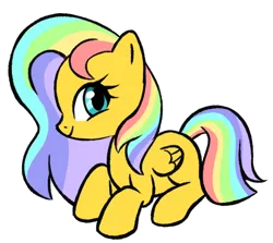 Size: 628x559 | Tagged: artist:kaji-tanii, derpibooru import, oc, oc:rainbow glow, offspring, parent:fluttershy, parent:oc:lightning bolt, parents:canon x oc, parents:flutterbolt, safe, solo, unofficial characters only