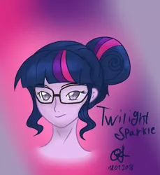 Size: 2569x2806 | Tagged: safe, artist:owlisun, derpibooru import, sci-twi, twilight sparkle, equestria girls, friendship games, bust, colored pupils, digital art, glasses, portrait, solo