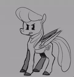 Size: 617x637 | Tagged: safe, artist:enma-darei, derpibooru import, oc, oc:cold snap, unofficial characters only, pegasus, pony, grayscale, monochrome, sketch, solo