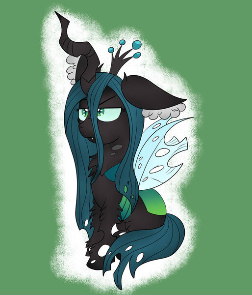 Size: 1024x1195 | Tagged: artist:theartistsora, chest fluff, derpibooru import, fluffy, queen chrysalis, safe, solo