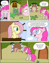 Size: 1024x1322 | Tagged: artist:average-00, comic, comic:opposites, derpibooru import, fluttershy, gummy, pinkie pie, safe