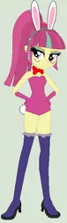 Size: 192x633 | Tagged: suggestive, artist:sunny flare, artist:sunny-flare, derpibooru import, sour sweet, equestria girls, friendship games, base used, bowtie, bunny suit, clothes, female, solo, solo female
