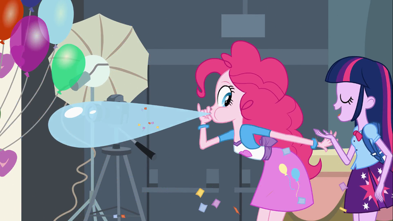 Safe Derpibooru Import Screencap Pinkie Pie Equestria Girls Balloon Blowing Up