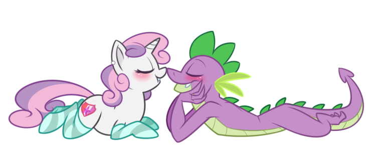 Size: 730x325 | Tagged: dead source, safe, artist:metalmane, derpibooru import, spike, sweetie belle, blushing, clothes, cutie mark, female, male, nuzzling, older, older spike, shipping, simple background, socks, spikebelle, straight, striped socks, teenager, the cmc's cutie marks, transparent background