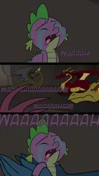 Size: 400x710 | Tagged: safe, artist:queencold, derpibooru import, spike, oc, dragon, comic, crying, dragon oc, male