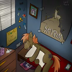 Size: 1024x1024 | Tagged: artist:lordaussie, bedroom, button mash, derpibooru import, lonely, older, poster, sadness, safe, skyrim, sweetie belle, the elder scrolls, video game, warcraft, world of warcraft