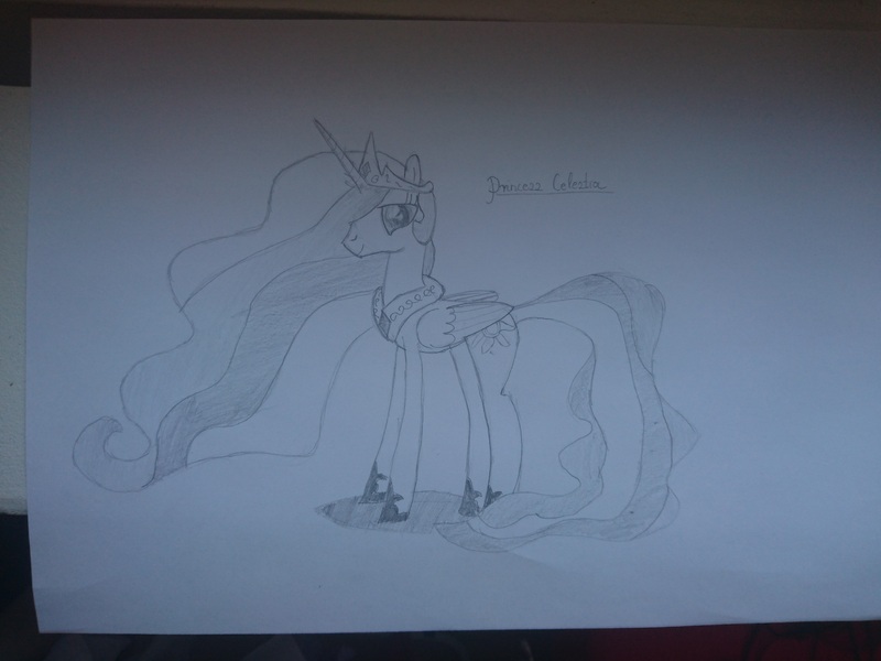 Size: 2760x2070 | Tagged: safe, artist:yateworldorder, derpibooru import, princess celestia, monochrome, pencil, photo, solo, traditional art