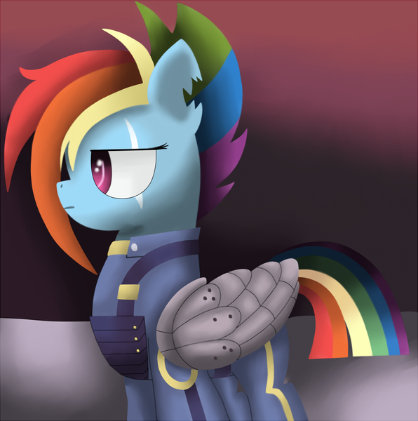 Size: 1100x1108 | Tagged: alternate timeline, apocalypse dash, artist:king-sombrero, crystal war timeline, derpibooru import, rainbow dash, safe, scar, solo, the cutie re-mark