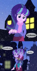 Size: 3900x7433 | Tagged: safe, artist:sumin6301, derpibooru import, part of a set, starlight glimmer, equestria girls, adopted offspring, clothes, double the glimmer, equestria girls-ified, glimmerdoption, heartwarming, mama starlight, self adoption, self paradox, snow, snowfall, socks, starlight the match girl, time paradox, younger