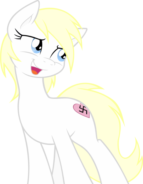 Size: 3000x3850 | Tagged: safe, artist:accu, artist:anonymous, derpibooru import, edit, oc, oc:aryanne, unofficial characters only, earth pony, pony, /mlpol/, aryan pony, blue eyes, cute, female, german, head turn, heart, high res, looking away, mare, nazi, oh you, open mouth, request, show accurate, simple background, smiling, solo, standing, swastika, transparent background, vector