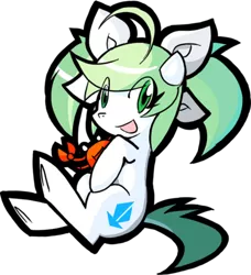 Size: 400x438 | Tagged: artist:rvceric, bow, crab, cute, derpibooru import, looking at you, oc, oc:emerald green, open mouth, pigtails, safe, simple background, smiling, solo, :t, transparent background, unofficial characters only