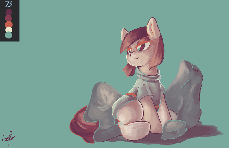 Size: 5100x3300 | Tagged: safe, artist:aquaticsun, derpibooru import, maud pie, limited palette, rock, smiling, solo