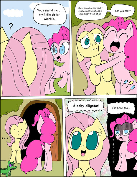 Size: 1024x1322 | Tagged: artist:average-00, comic, comic:opposites, derpibooru import, fluttershy, gummy, hug, pinkie pie, safe